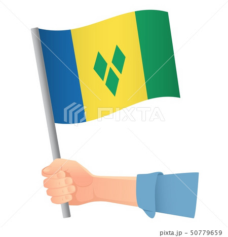 Saint Vincent and the Grenadines flag in hand Saint Vincent and the Grenadines flag in hand 50779659