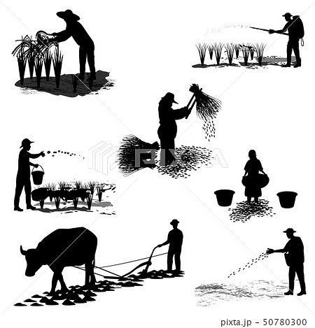 Silhouette Farmer Cartoon Shape Vector Designのイラスト素材