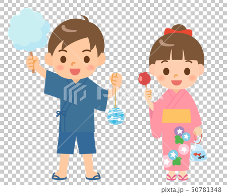 Summer festival children in yukata 1 50781348