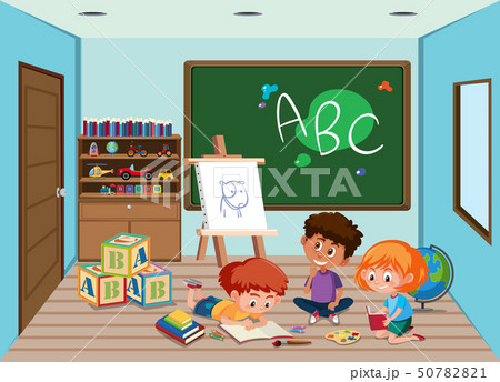 Happy student in classroom 50782821