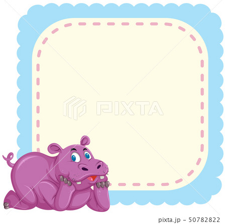 A hippopotamus on note template 50782822