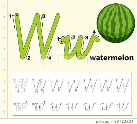 Letter W tracing alphabet worksheets 50782824