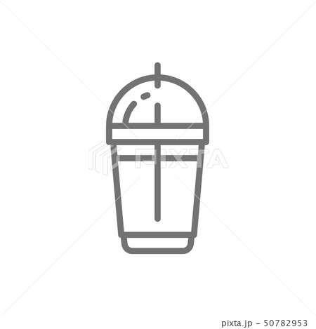 Disposable cup with milkshake, takeaway line icon. 50782953