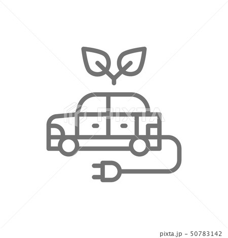 Electric car, ecological automobile, wasteless line icon. 50783142