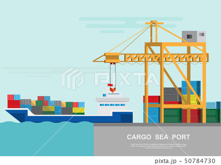 Warehouse and shipping port logistic on a flat Warehouse and shipping port logistic on a flat 50784730