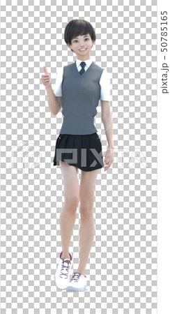 ポーズする可愛い女子高生 Perming3dcgイラスト素材のイラスト素材