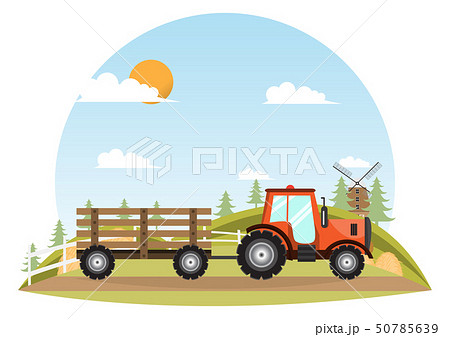 Tractor. Farmer machine delivery inside farm 50785639