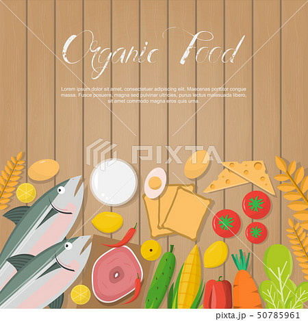 Fresh vegetables and organic food on wooden board 50785961