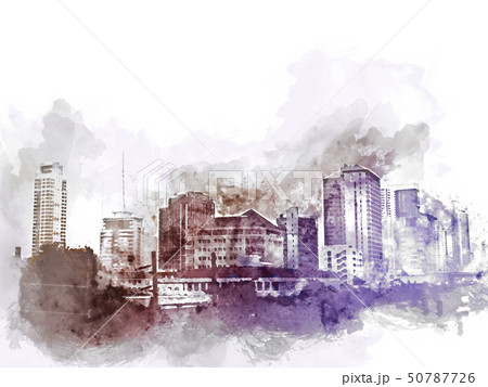 building in the city on watercolor illustration. 50787726
