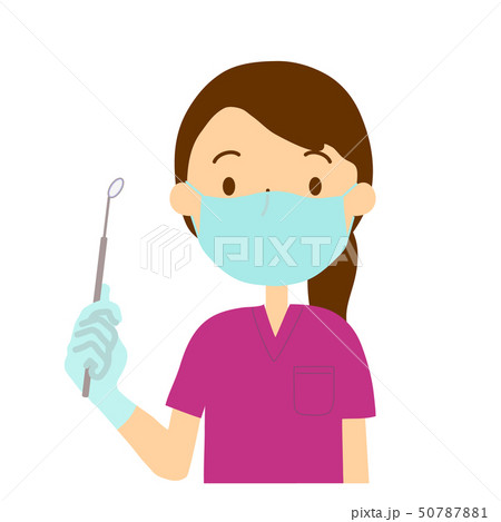 スクラブワイン色女性手袋マスク歯科用ミラー スクラブワイン色女性手袋マスク歯科用ミラー 50787881