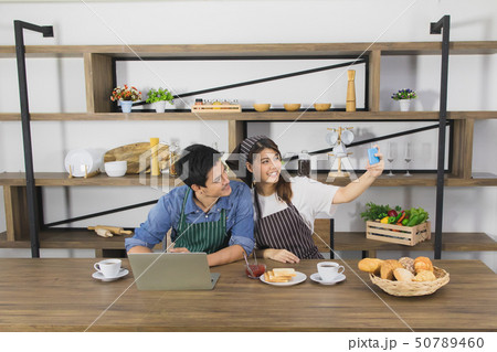 Asian couple at kitchen room 50789460