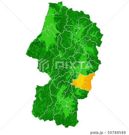 山形県と山形市地図のイラスト素材 5075