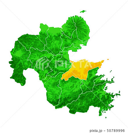 大分県と大分市地図のイラスト素材