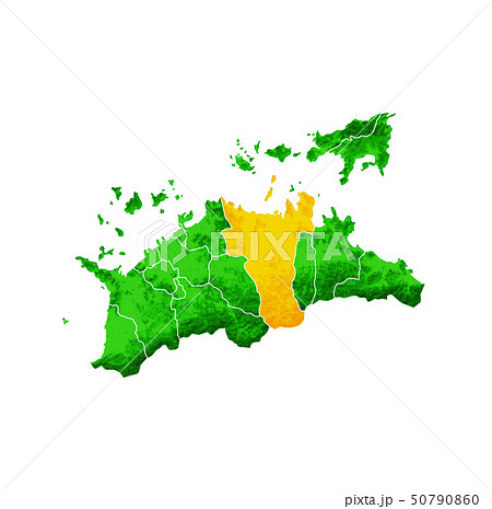 香川県と高松市地図のイラスト素材
