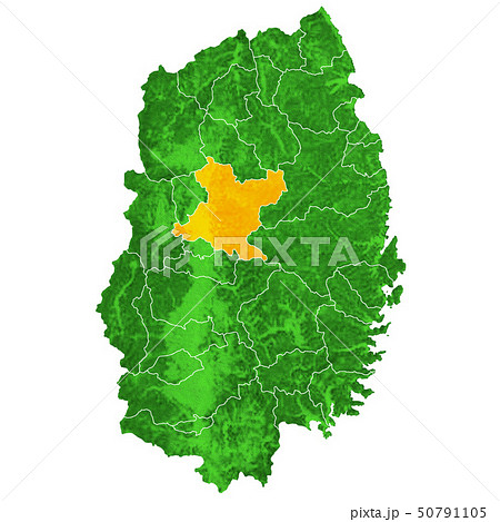 岩手県と盛岡市地図のイラスト素材