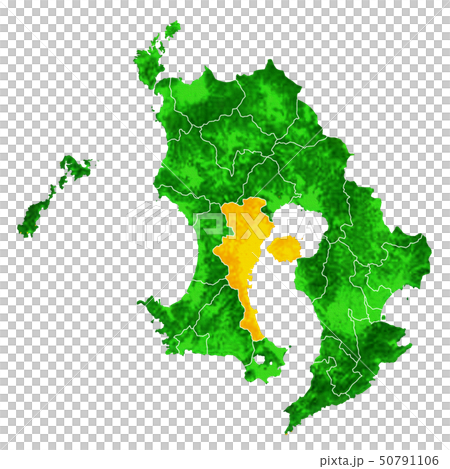 鹿児島県と鹿児島市地図のイラスト素材