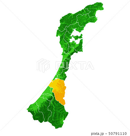 石川県と金沢市地図のイラスト素材