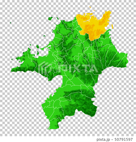 福岡県と北九州市地図のイラスト素材 福岡県と北九州市地図のイラスト素材