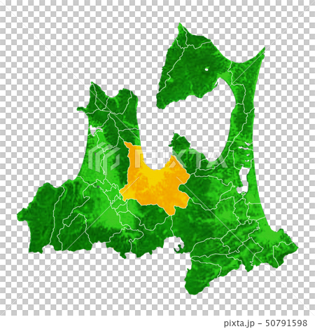 青森県と青森市地図のイラスト素材