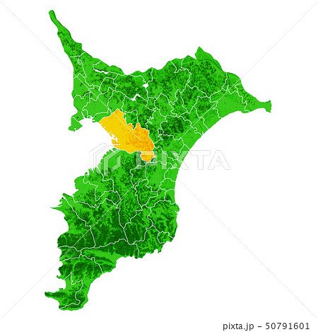 千葉県と千葉市地図のイラスト素材