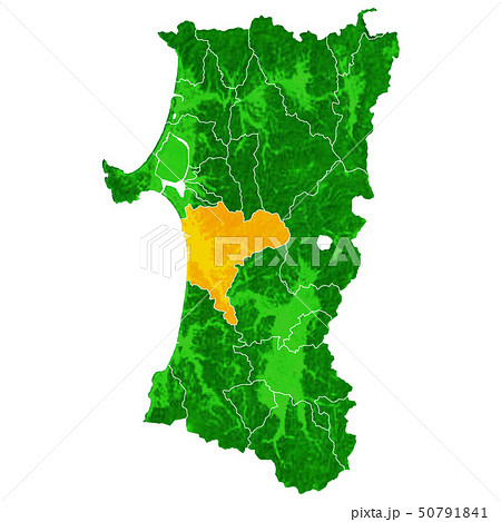 秋田県と秋田市地図 50791841