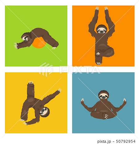 Sloth yoga collection. Funny cartoon animals in 50792954