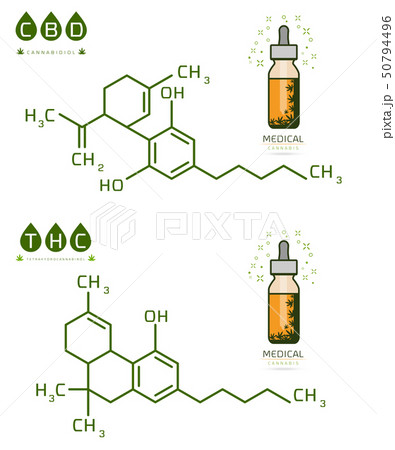 Thc and cbd of Cannabis molecule formula vector 50794496