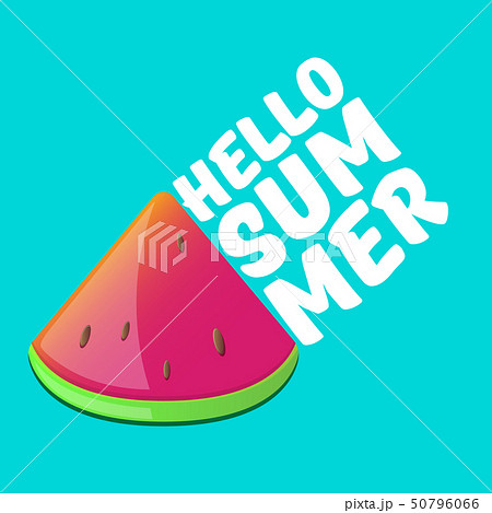 Vector Hello Summer Beach Party Flyer Design template with fresh watermelon slice isolated on azure Vector Hello Summer Beach Party Flyer Design template with fresh watermelon slice isolated on azure 50796066
