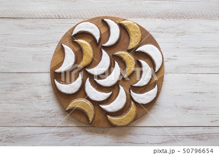 Ramadan sweets. Cookies golden crescent Ramadan.  50796654