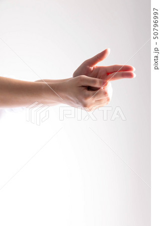 Two hands splice in shape of the gun on white. Two hands splice in shape of the gun on white. 50796997