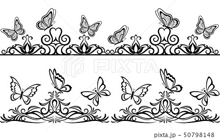 Seamless Patterns with Black Butterflies Seamless Patterns with Black Butterflies 50798148