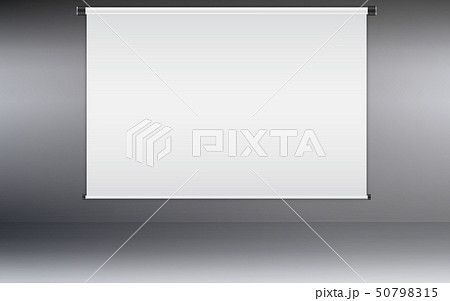 white projector screen on the wall in the room 50798315