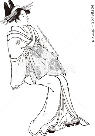 浮世絵 女性 その28 白黒のイラスト素材 [50799204] - PIXTA