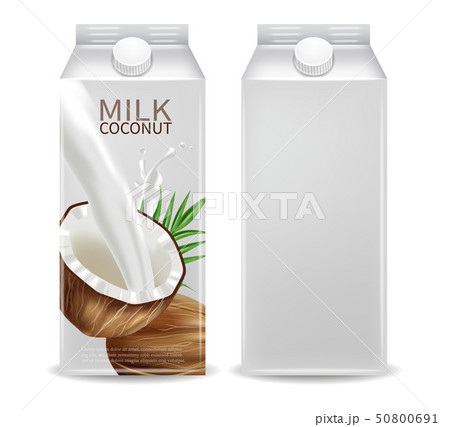 Coconut milk container Vector realistic mock up. 50800691