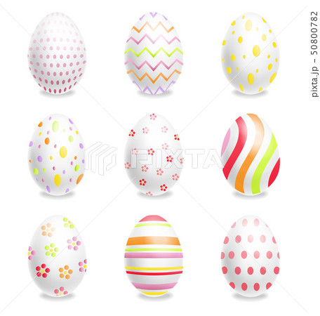 White Easter Eggs Set With Ornaments Vectorのイラスト素材