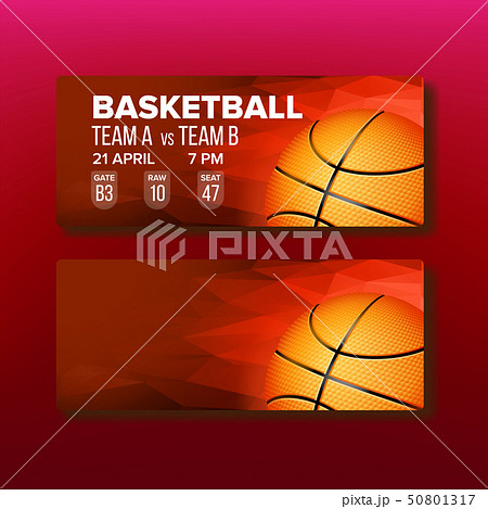 Red Coupon On Basketball Game Template Vector 50801317