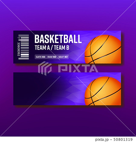 Colorful Ticket Visit Basketball Template Vector 50801319