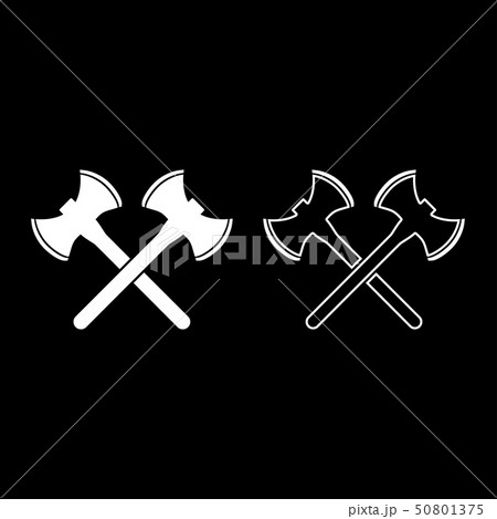 Two double-faced viking axes icon set white color 50801375