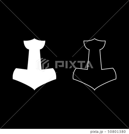 Thor's hammer Mjolnir icon set white color Thor's hammer Mjolnir icon set white color 50801380