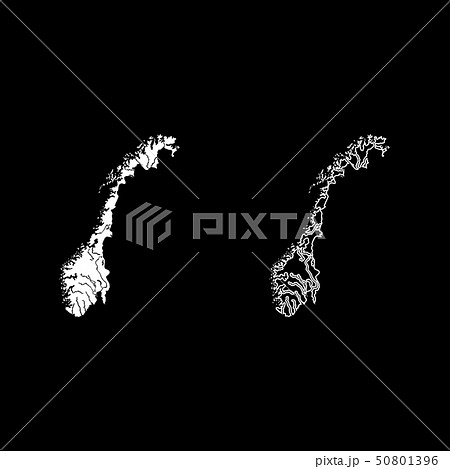 Map of Norway icon set white color illustration 50801396