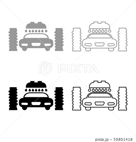 Car wash automatic icon outline set grey black Car wash automatic icon outline set grey black 50801418