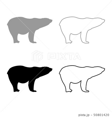 Polar bear icon outline set grey black color Polar bear icon outline set grey black color 50801420