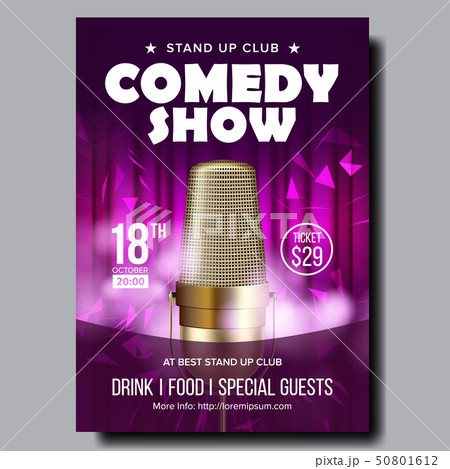 Bright Banner Of Evening Comedy Live Show Vector 50801612
