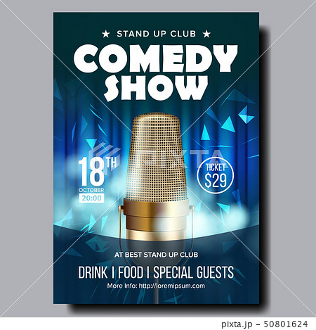 Stylish Banner Of Evening Comedy Live Show Vector 50801624