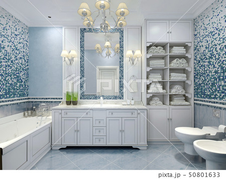 Furniture in classic blue bathroom 50801633