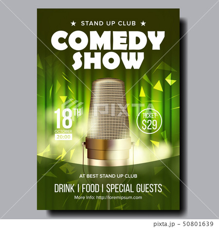 Retro Poster Of Evening Comedy Live Show Vector 50801639