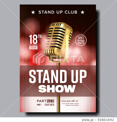 Stand Up Show In Night Club Poster Flyer Vector 50801642