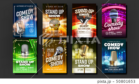 Promotional Poster Of Stand Up Show Set Vector Promotional Poster Of Stand Up Show Set Vector 50801653