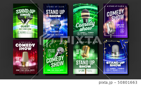 Colorful Collection Comedy Show Posters Set Vector Colorful Collection Comedy Show Posters Set Vector 50801663