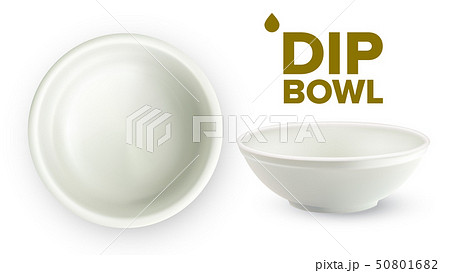 Empty White Ceramic Dip Bowl For Sauces Vector 50801682